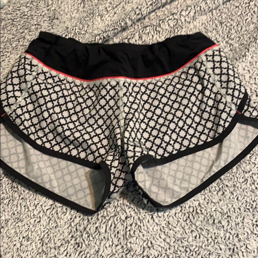 Black white and pink lulu lemon shorts
